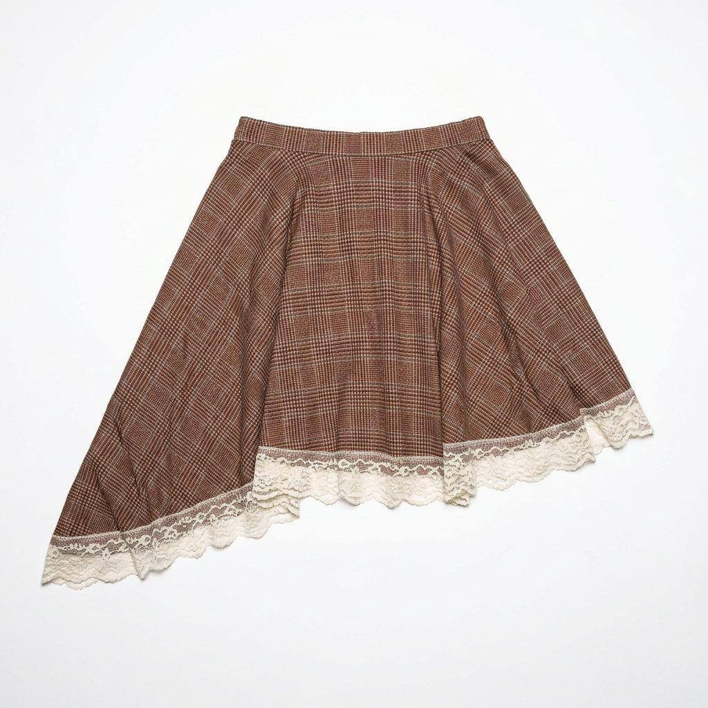 KRASH Lace Skirt - Plaid - flat lay