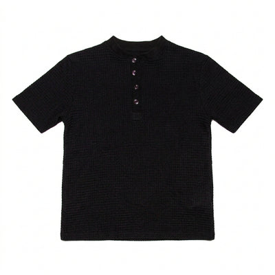 KRASH Thermal Henley S/S - Black - flat lay