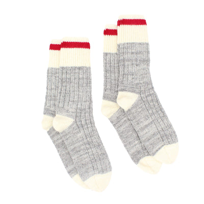 MEK Canadiana Wool Socks - Grey/Red/Off White (2 Pack)